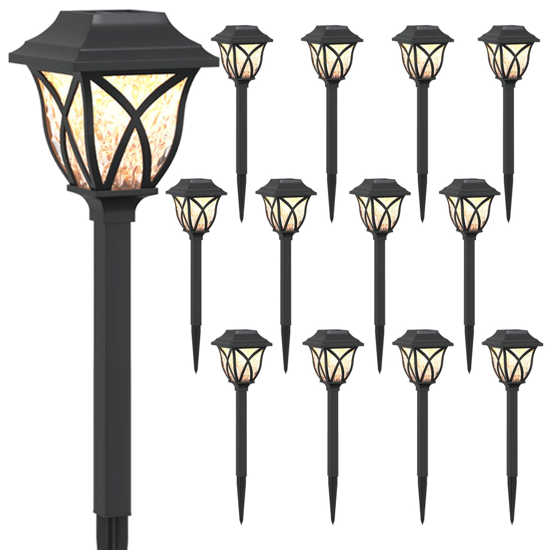 Udendørs sollys med jordspyd 12 pcs Varm hvid 42 cm PP