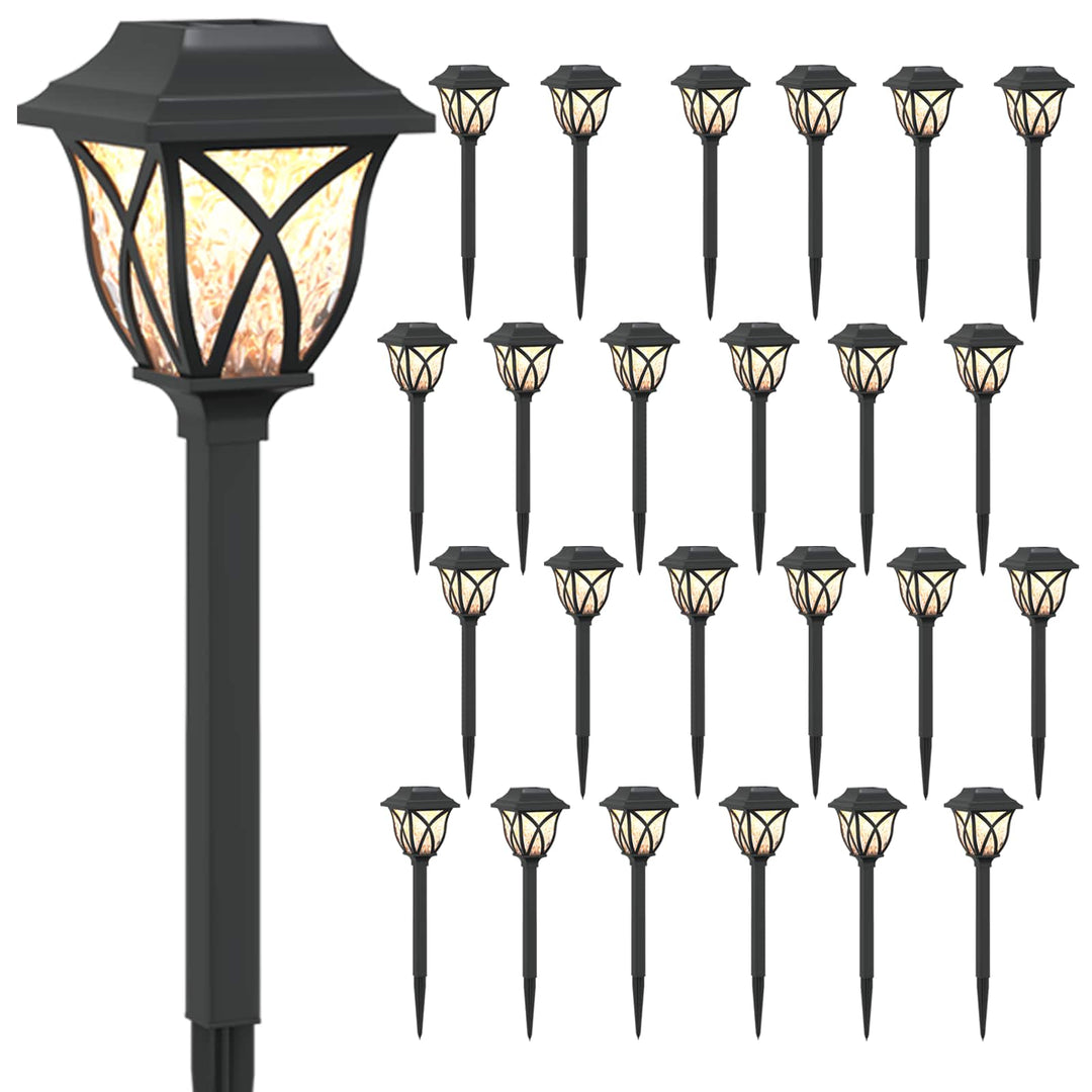 Udendørs sollys med jordspyd 24 pcs Varm hvid 42 cm PP