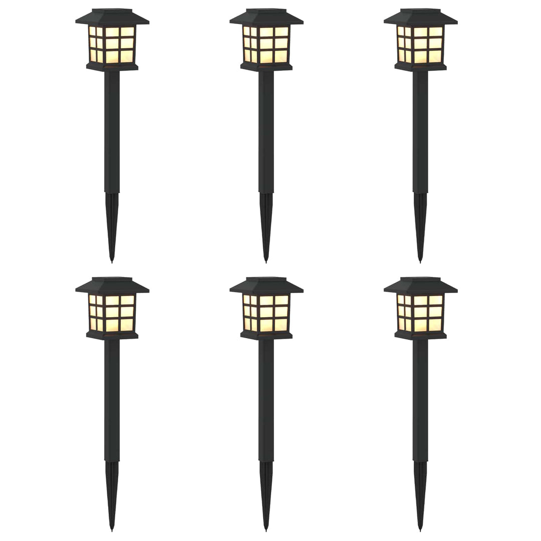 Udendørs sollys med jordspyd 6 pcs Varm hvid 38,5 cm PP