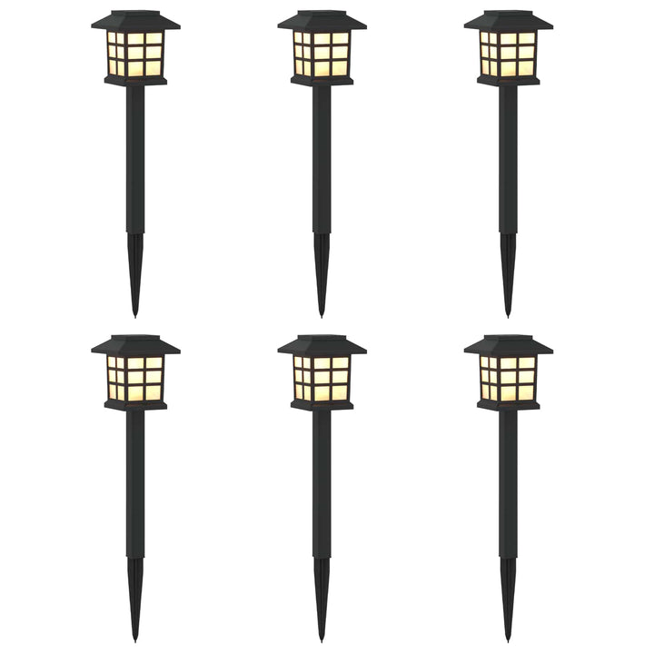 Udendørs sollys med jordspyd 6 pcs Varm hvid 38,5 cm PP