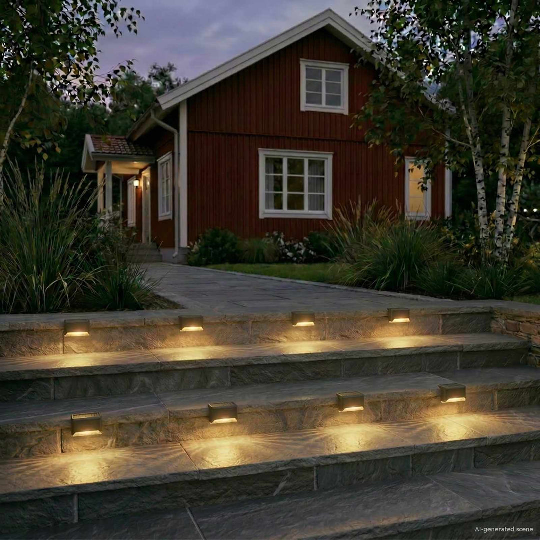 Udendørs sollys med jordspyd 8 pcs Varm hvid 4,5 cm ABS og PS