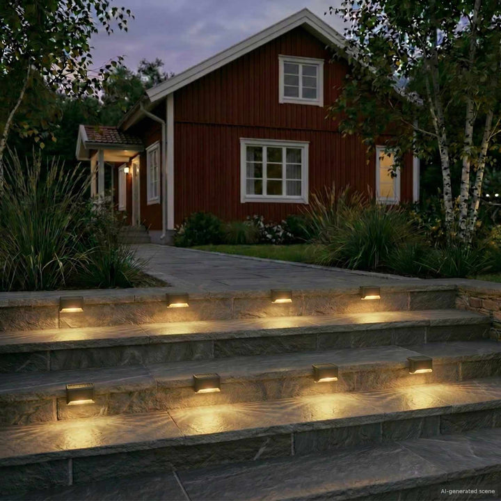 Udendørs sollys med jordspyd 8 pcs Varm hvid 4,5 cm ABS og PS