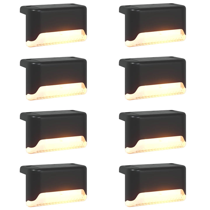Udendørs sollys med jordspyd 8 pcs Varm hvid 4,5 cm ABS og PS