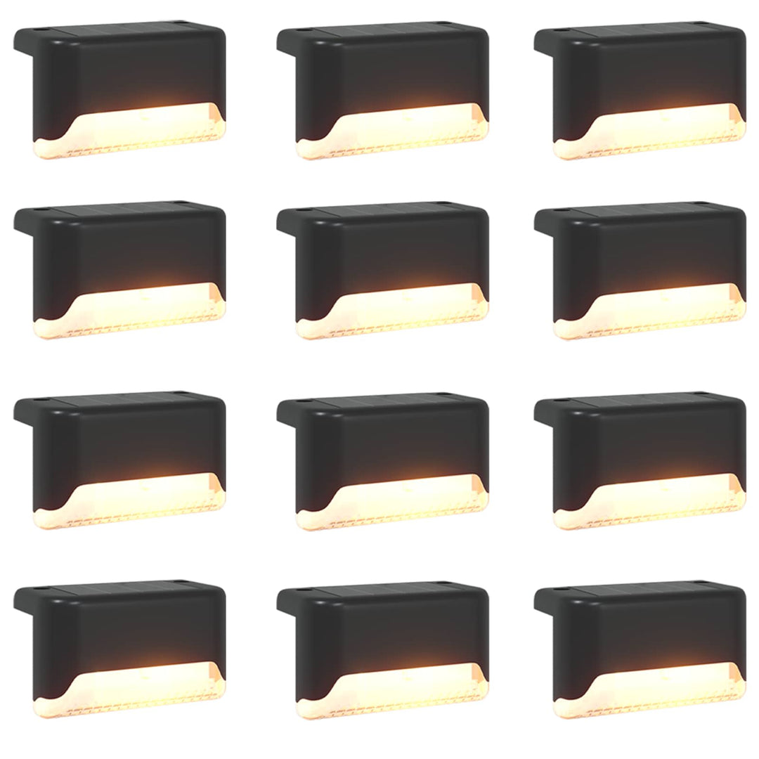 Udendørs sollys med jordspyd 12 pcs Varm hvid 4,5 cm ABS og PS