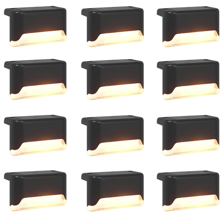 Udendørs sollys med jordspyd 12 pcs Varm hvid 4,5 cm ABS og PS