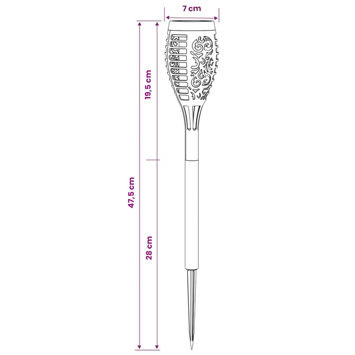 Udendørs sollys med jordspyd 6 pcs Varm hvid 47,5 cm ABS