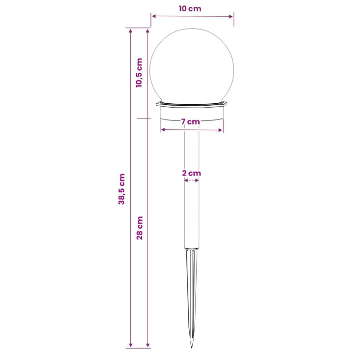 Udendørs sollys med jordspyd 8 pcs Varm hvid 38,5 cm ABS