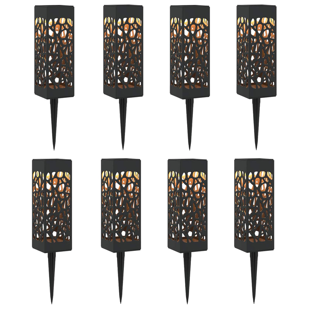 Udendørs sollys med jordspyd 8 pcs Varm hvid 29 cm PP