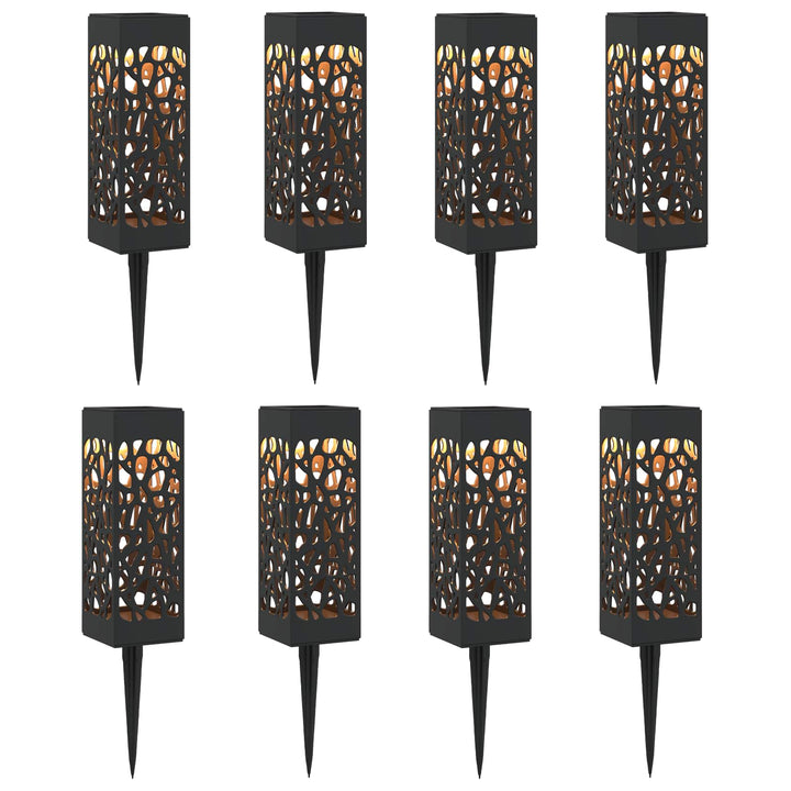 Udendørs sollys med jordspyd 8 pcs Varm hvid 29 cm PP