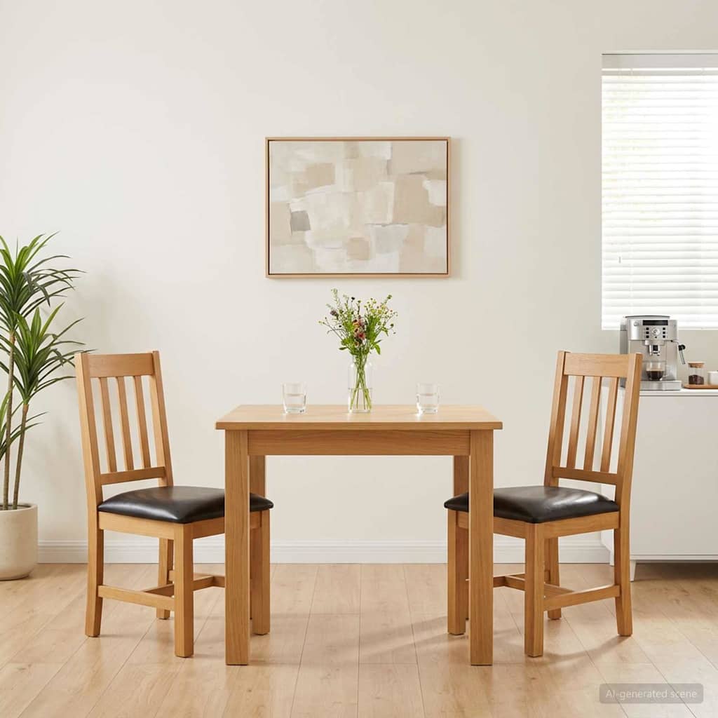 Spisestuestol VENLO 2 stk. Massivt Eg Træ Sort 45 x 53 x 92 cm