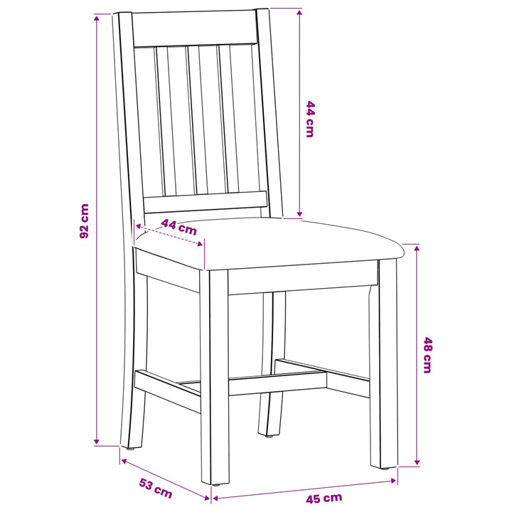 Spisestuestol VENLO 2 stk. Massivt Eg Træ Sort 45 x 53 x 92 cm