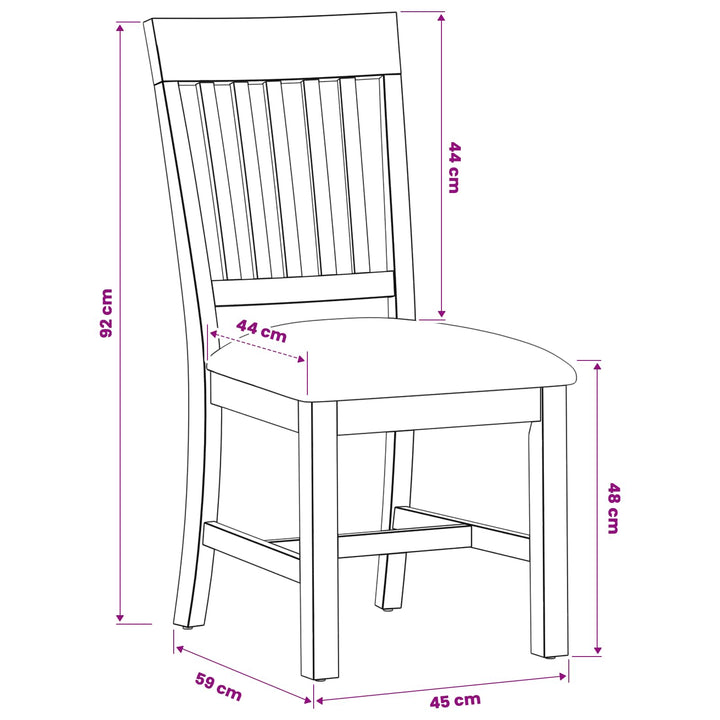 Spisestuestol 2 pcs Massivt Eg Træ Grå 45 x 59 x 92 cm