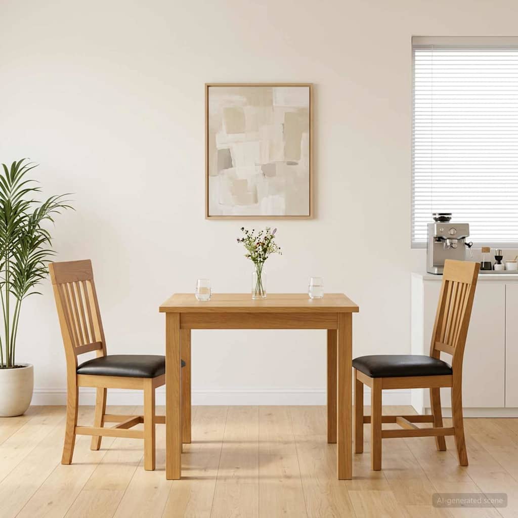Spisestuestol 2 pcs Massivt Eg Træ Sort 45 x 59 x 92 cm