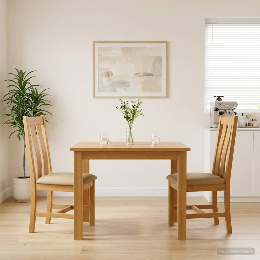 Spisestuestol 2 pcs Massivt Eg Træ Beige 45 x 54 x 100 cm