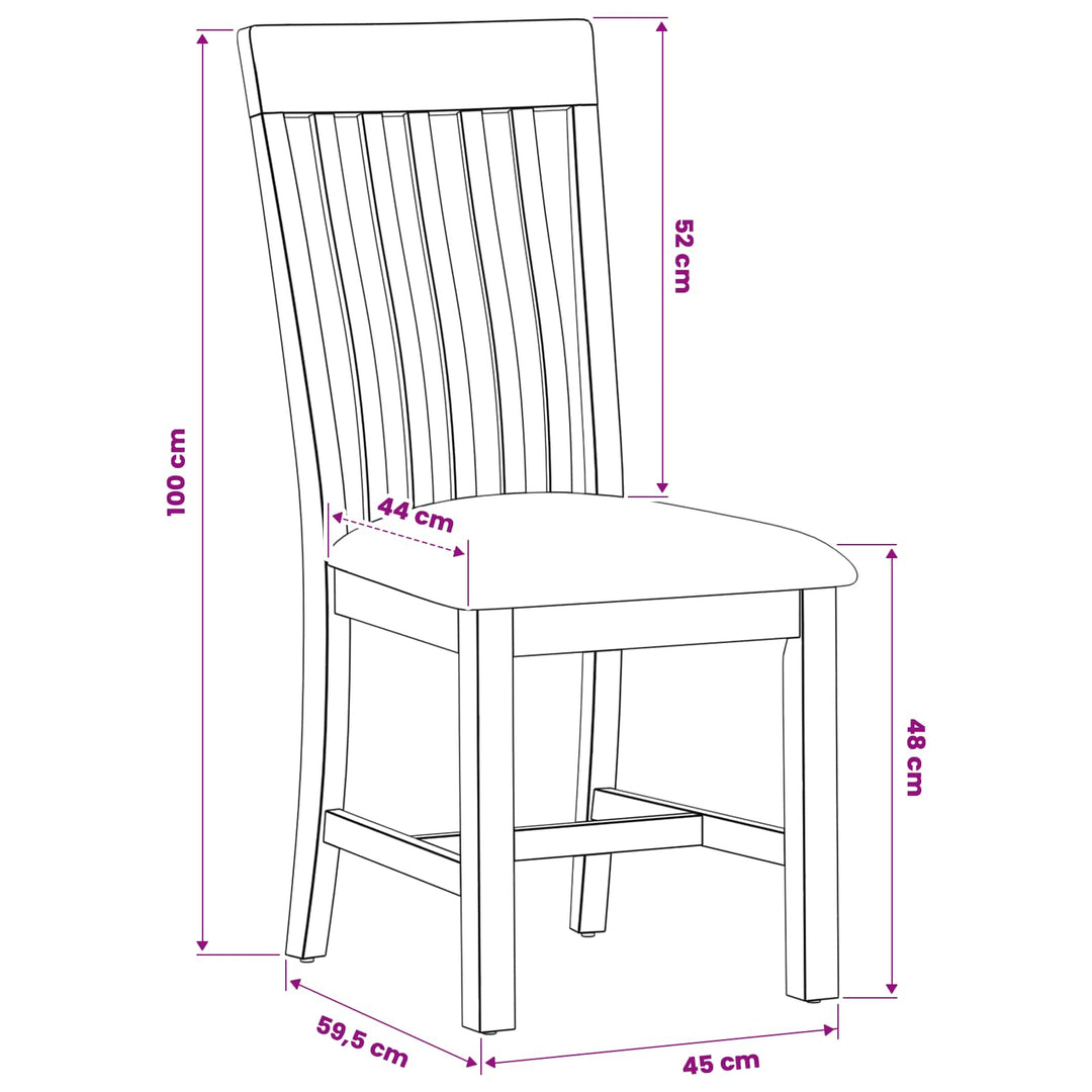 Spisestuestol 2 pcs Massivt Eg Træ Sort 45 x 59,5 x 100 cm