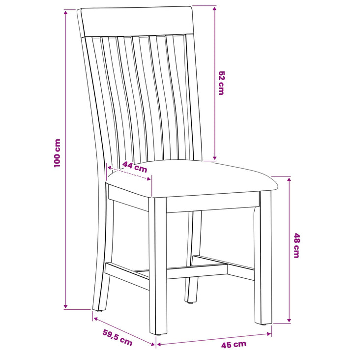 Spisestuestol 2 pcs Massivt Eg Træ Sort 45 x 59,5 x 100 cm