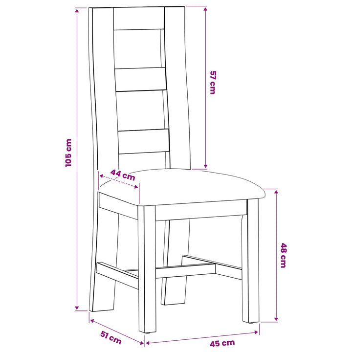 Spisestuestol 2 pcs Massivt Eg Træ Sort 45 x 51 x 105 cm