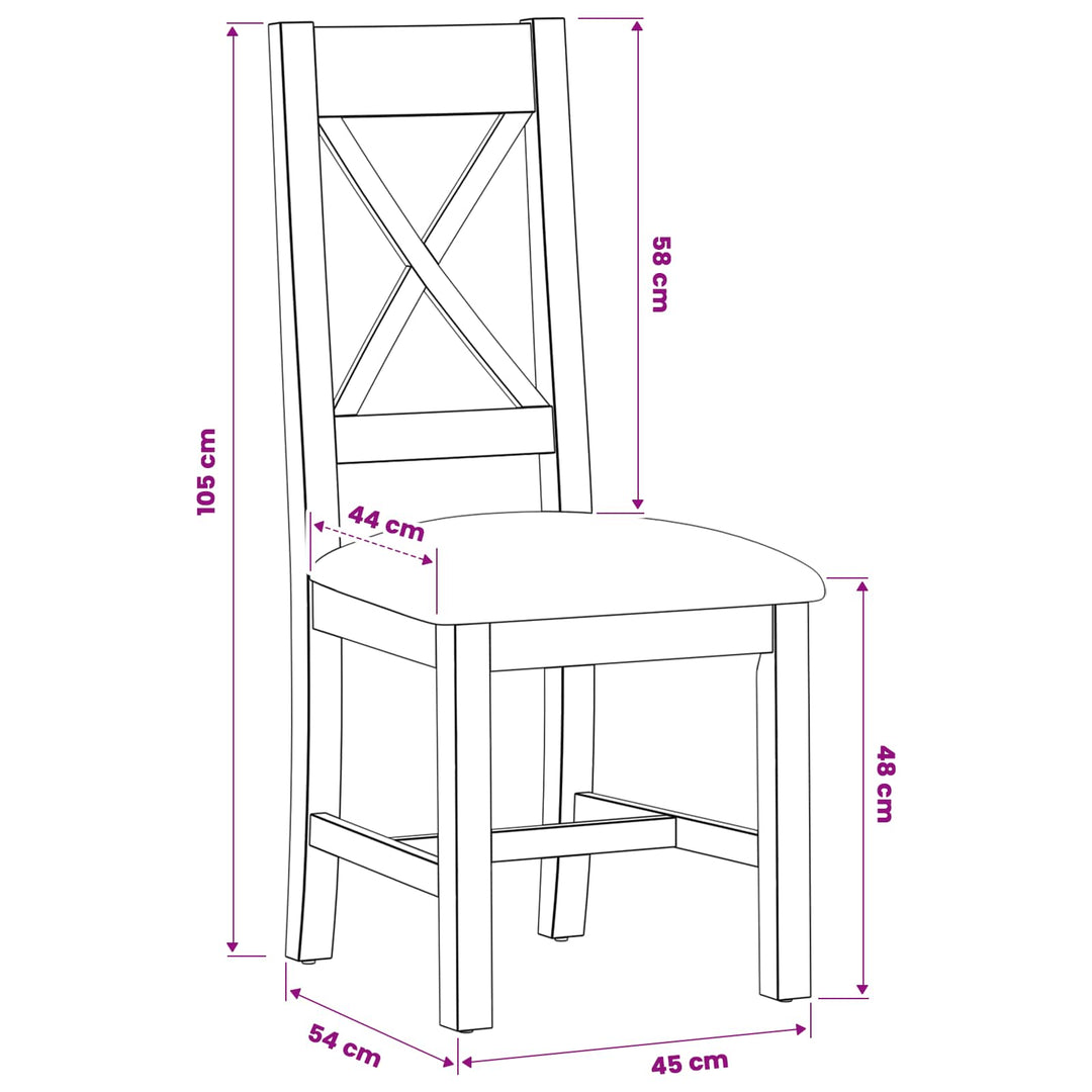 Spisestuestol 2 pcs Massivt Eg Træ Grå 45 x 54 x 105 cm