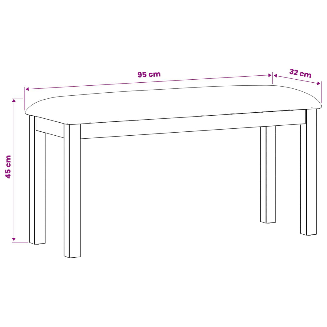 Spisebænk 95 x 32 x 45 cm Massivt Eg Træ Grå
