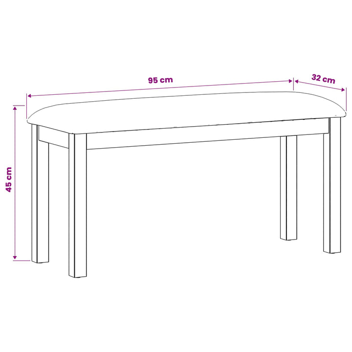 Spisebænk 95 x 32 x 45 cm Massivt Eg Træ Grå
