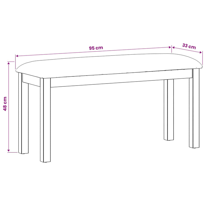 Spisebænk 95 x 32 x 45 cm Massivt Eg Træ Sort