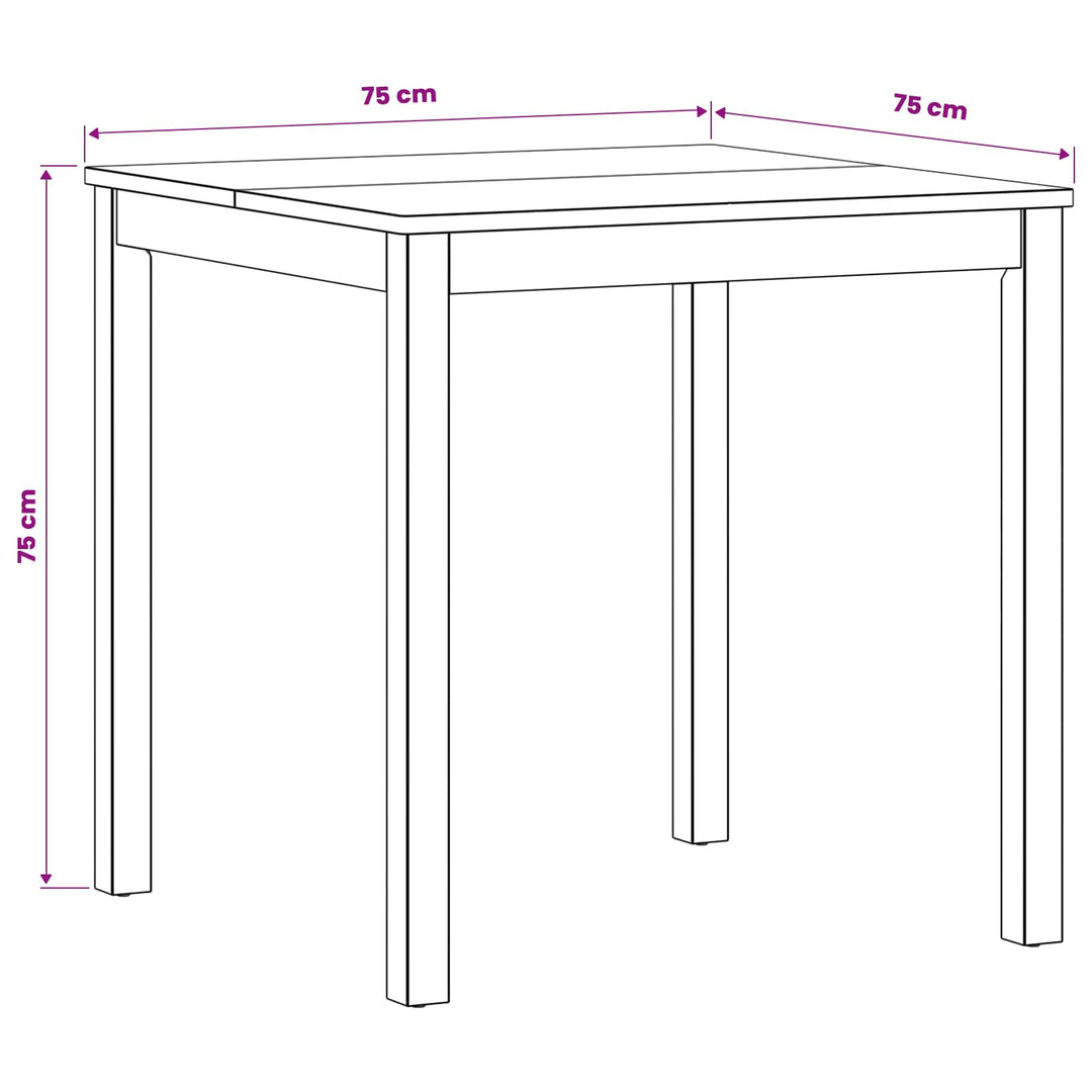Spisebord 75 x 75 x 75,5 cm Massivt Eg Træ Naturfarvet