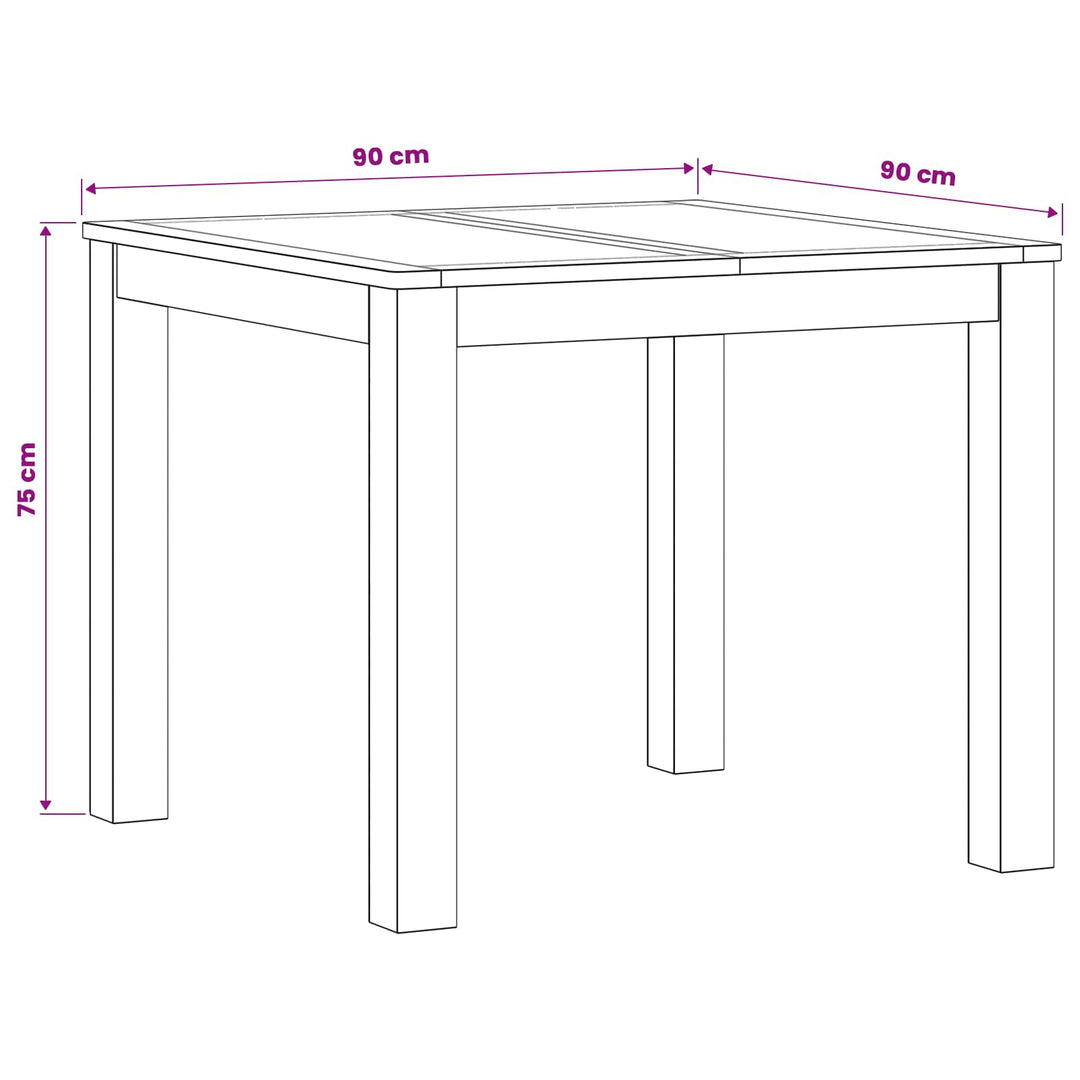 Spisebord 90 x 90 x 75 cm Massivt Eg Træ Naturfarvet Firkantet