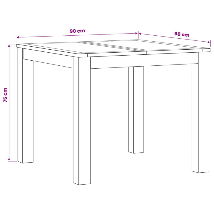 Spisebord 90 x 90 x 75 cm Massivt Eg Træ Naturfarvet Firkantet