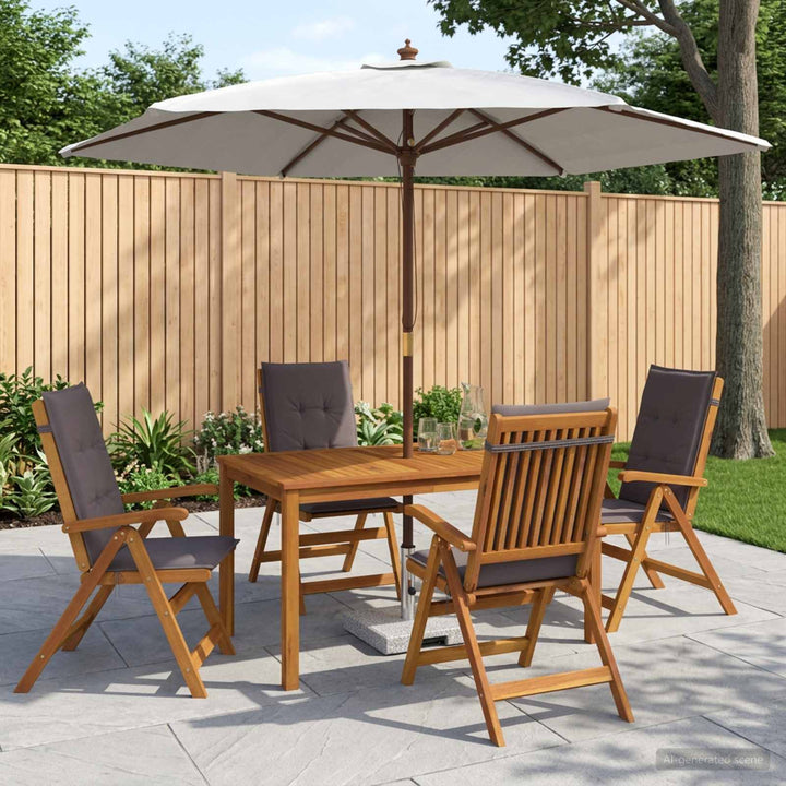 Udendørs spisebordssæt med parasol 6 stk. Antracit