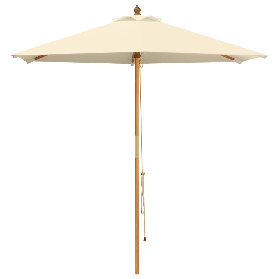 Udendørs spisebordssæt med parasol 6 stk. Cremehvid