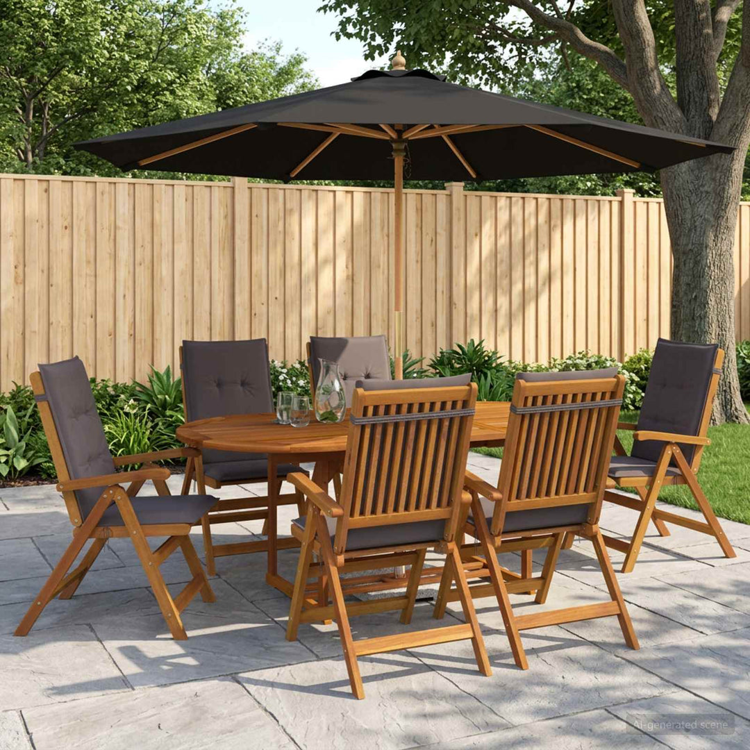 Udendørs spisebordssæt med parasol 8 stk. Antracit