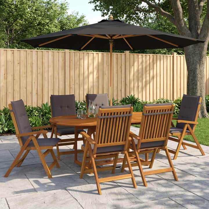 Udendørs spisebordssæt med parasol 8 stk. Antracit