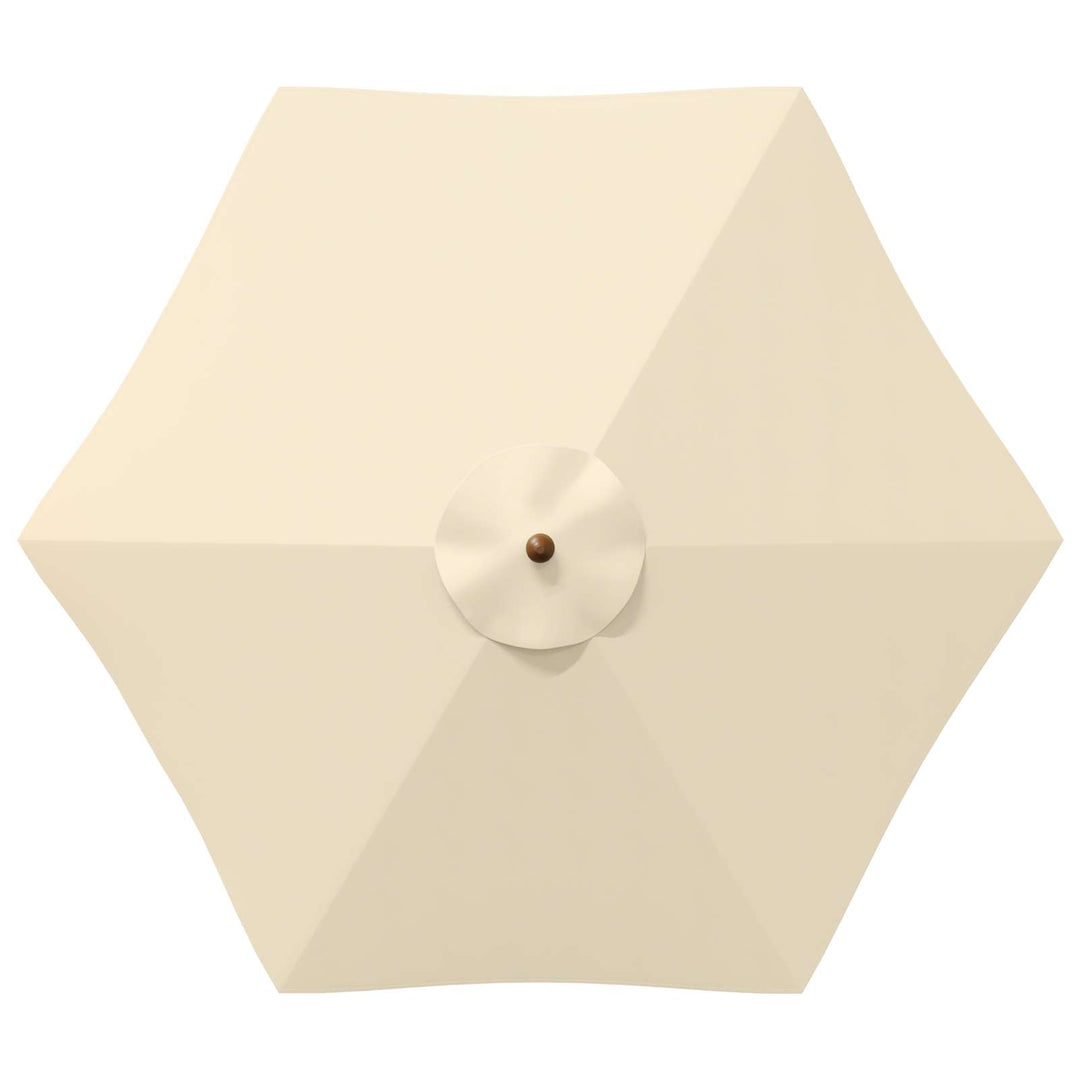 Udendørs spisebordssæt med parasol 8 stk. Cremehvid