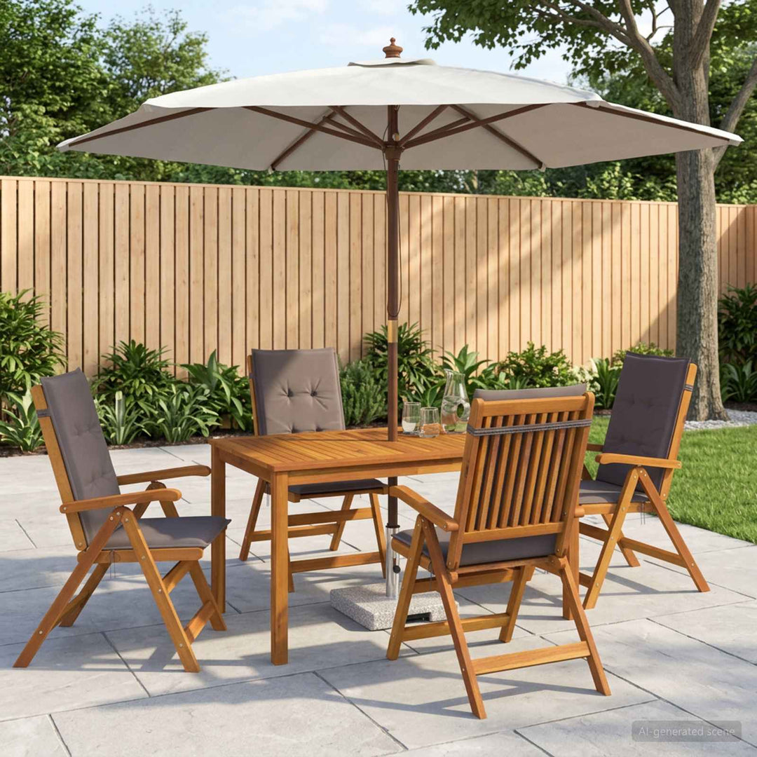 Udendørs spisebordssæt med parasol 6 stk. Antracit