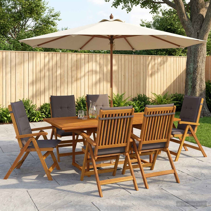 Udendørs spisebordssæt med parasol 8 stk. Antracit