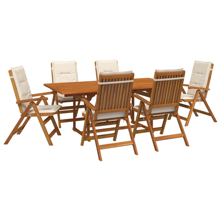 Udendørs spisebordssæt med parasol 8 stk. Cremehvid