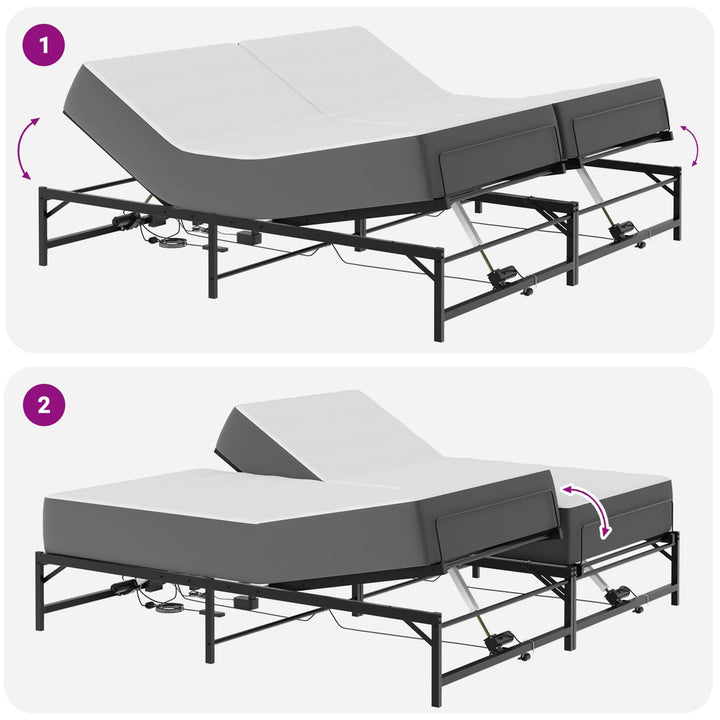 Elektrisk Justerbar Sengetramme Sort 180 x 200 cm Stål