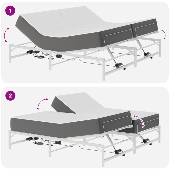 Elektrisk Justerbar Sengetramme Hvid 183 x 213 cm Stål
