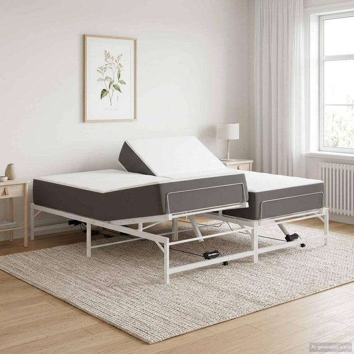 Elektrisk Justerbar Sengetramme Hvid 193 x 203 cm Stål