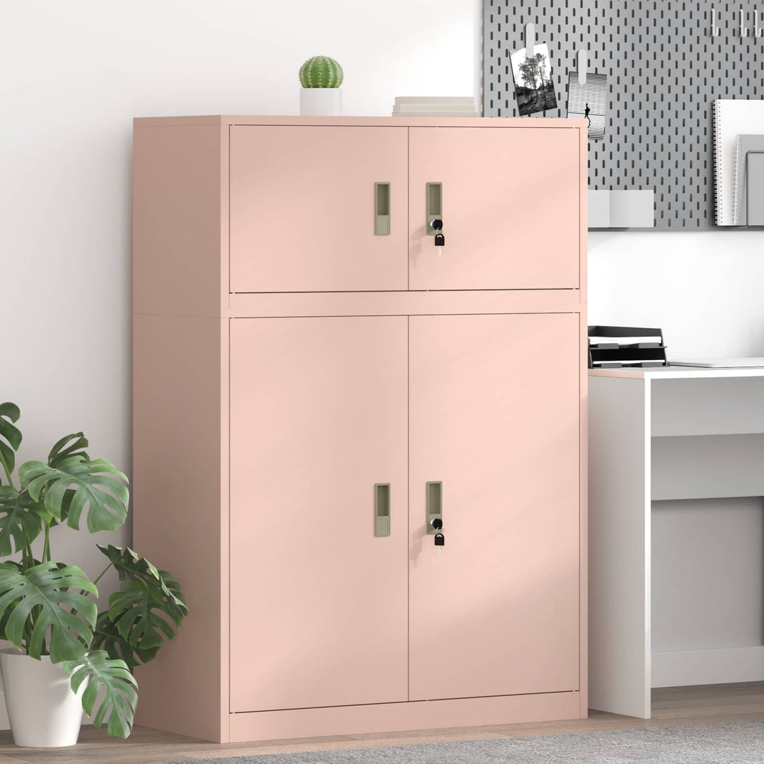 Opbevaringsskab 2 stk. Lyserød 90 x 40 x 130 cm Stål Låses