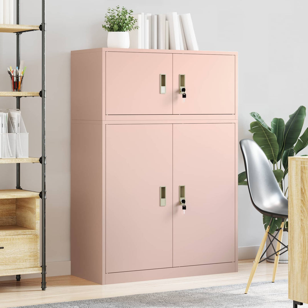 Opbevaringsskab 2 stk. Lyserød 90 x 40 x 130 cm Stål Låses