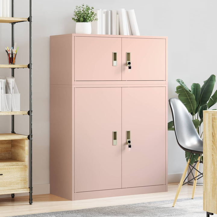 Opbevaringsskab 2 stk. Lyserød 90 x 40 x 130 cm Stål Låses