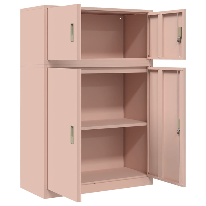 Opbevaringsskab 2 stk. Lyserød 90 x 40 x 130 cm Stål Låses
