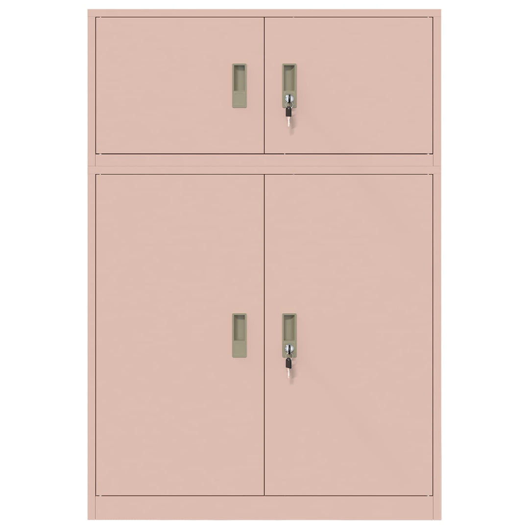 Opbevaringsskab 2 stk. Lyserød 90 x 40 x 130 cm Stål Låses