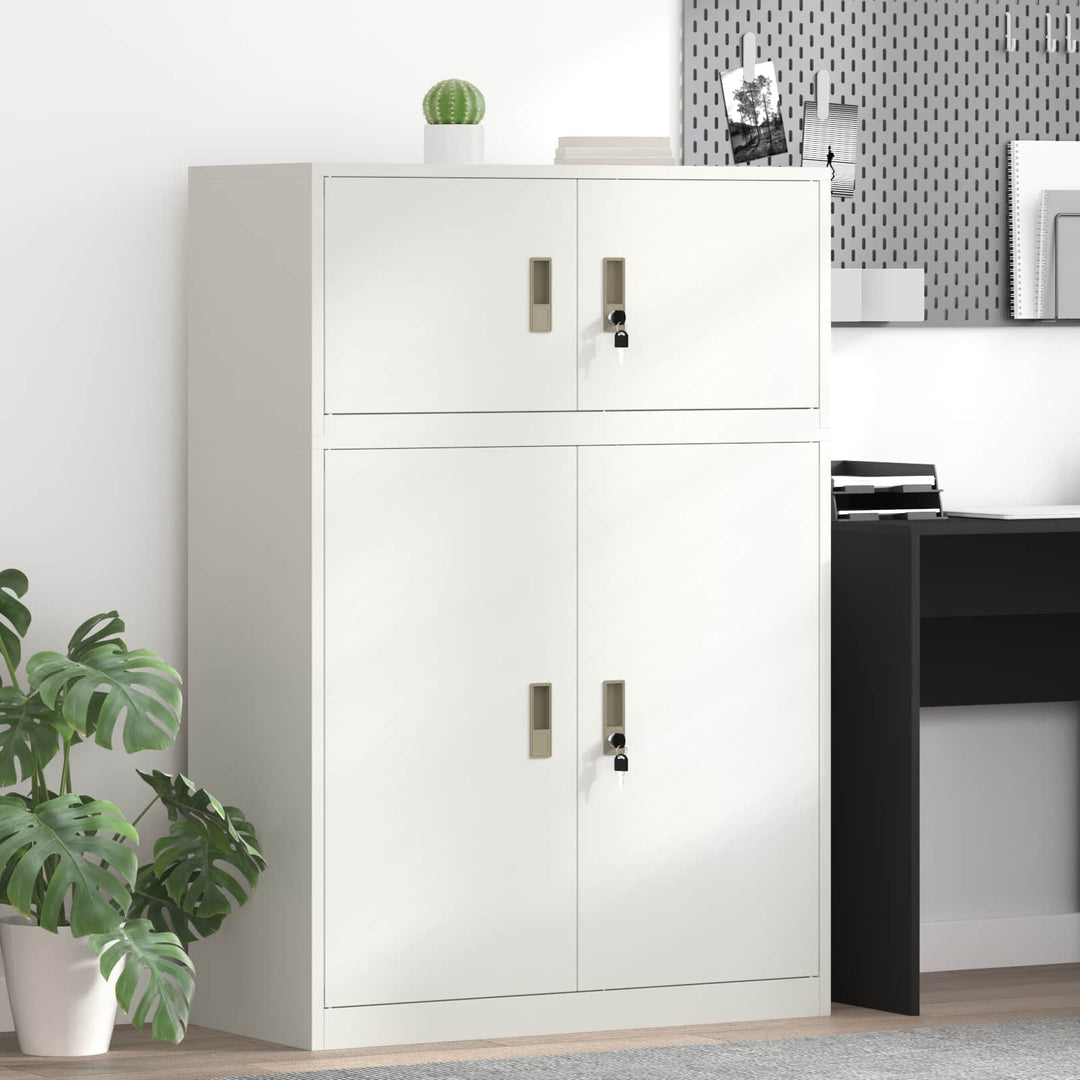 Opbevaringsskab 2 stk. Hvid 90 x 40 x 130 cm Stål Låses