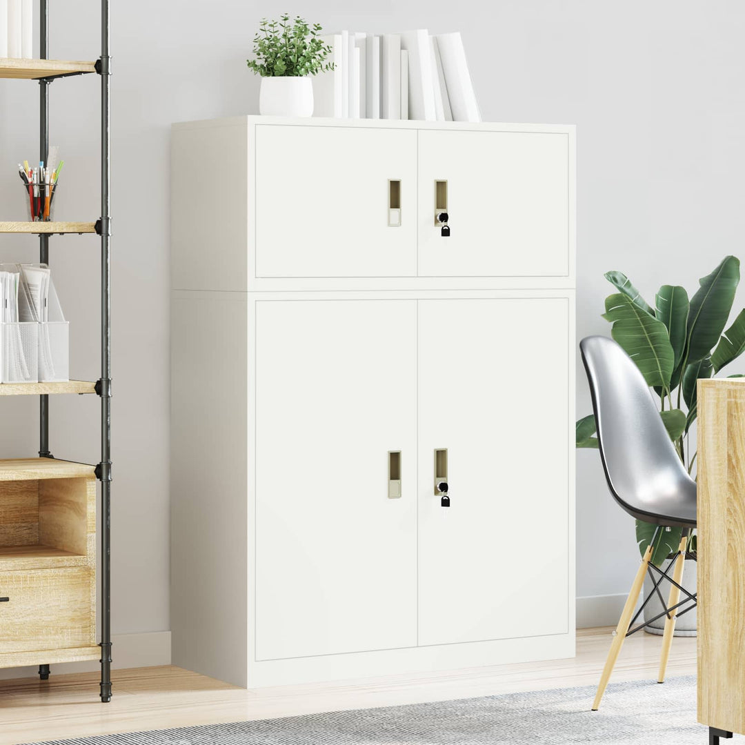 Opbevaringsskab 2 stk. Hvid 90 x 40 x 130 cm Stål Låses