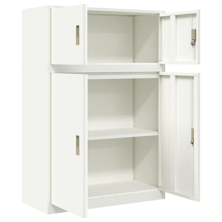Opbevaringsskab 2 stk. Hvid 90 x 40 x 130 cm Stål Låses