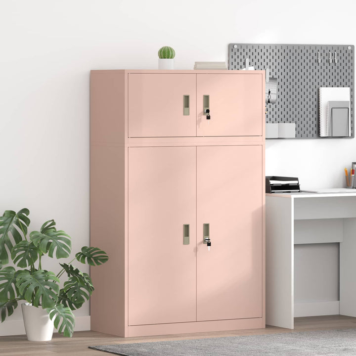 Opbevaringsskab 2 stk. Lyserød 90 x 40 x 145 cm Stål Låses