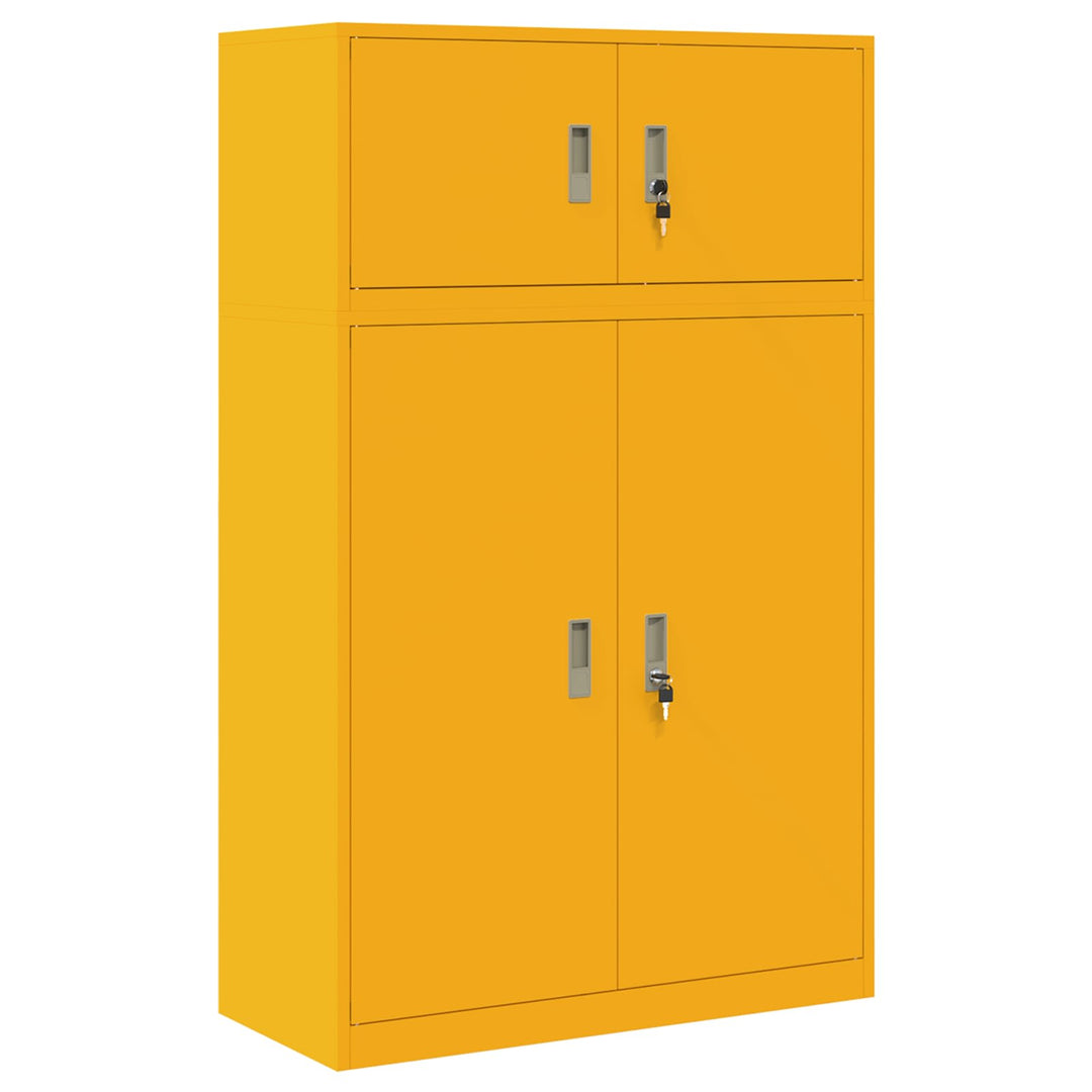 Opbevaringsskab 2 stk. Sennepsgul 90 x 40 x 145 cm Stål Låses