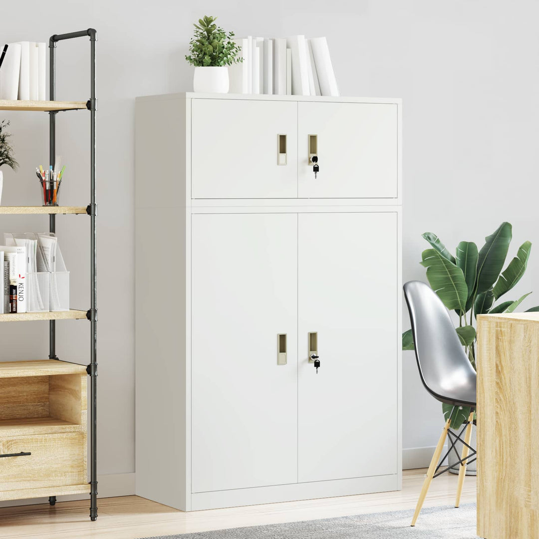 Opbevaringsskab 2 stk. Hvid 90 x 40 x 145 cm Stål Låses